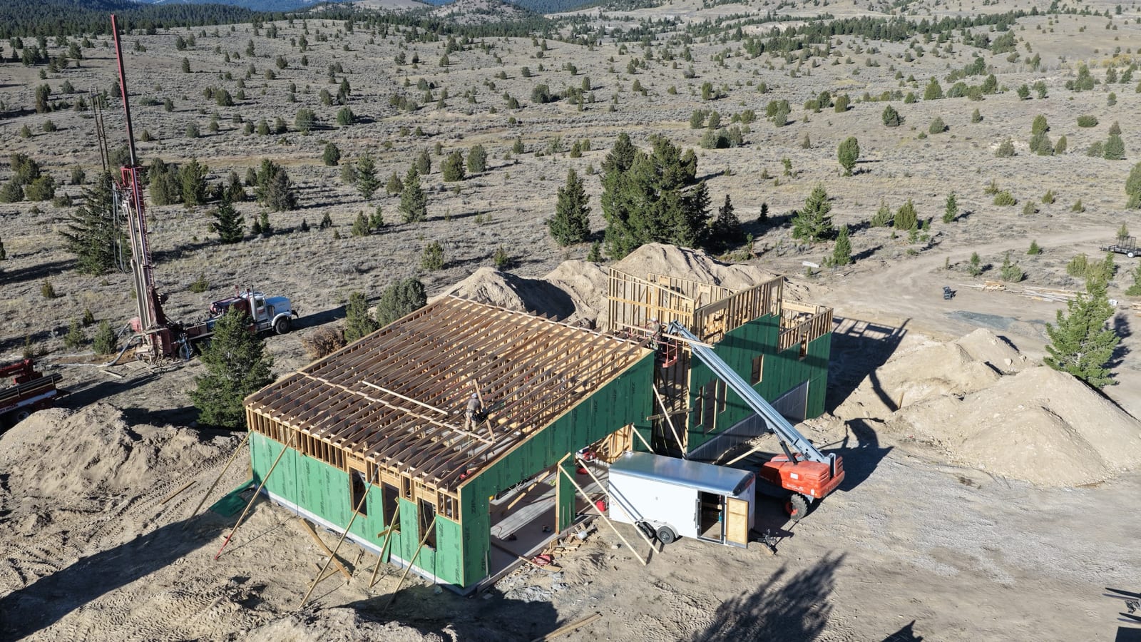 Framing the roof while the well goes in